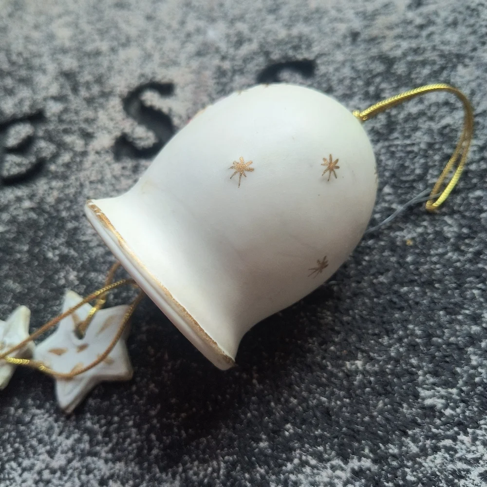 Christmas Chimes Jasco Ceramic Boy In Pajamas And Dog 1980 Vintage Bell Ornament